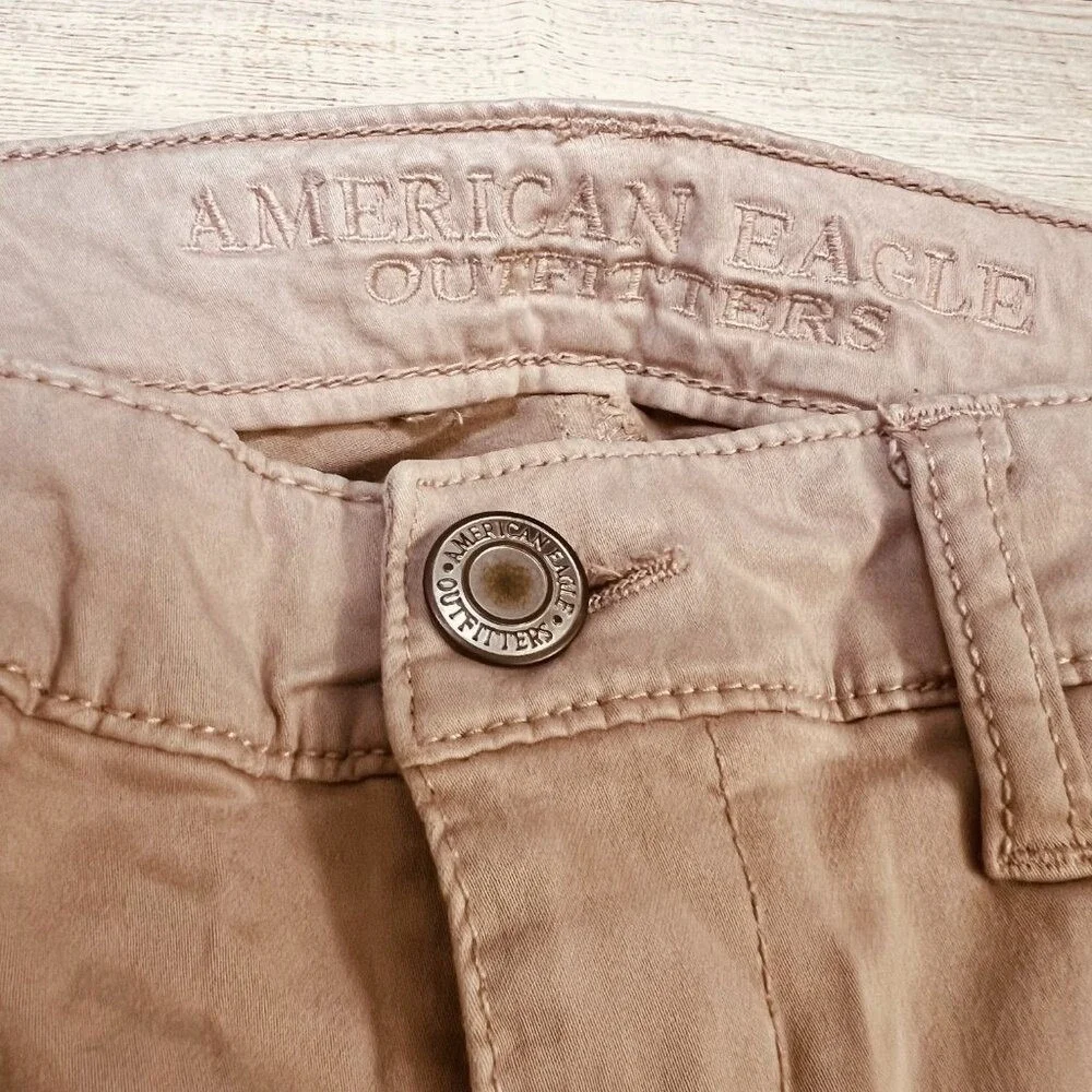American Eagle Outfitters Tan Moto Jegging Ankle Super‎ Stretch Pants Size 8 - Picture 8 of 13